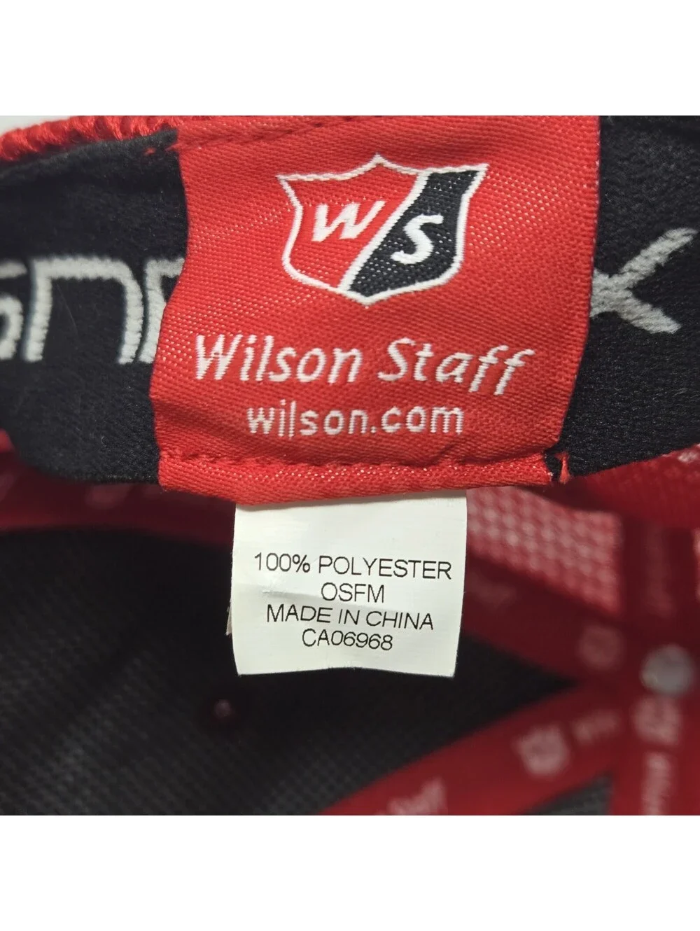 Wilson Staff Golf Hat Cap Red Mesh Adjustable Hook & Loop Performance